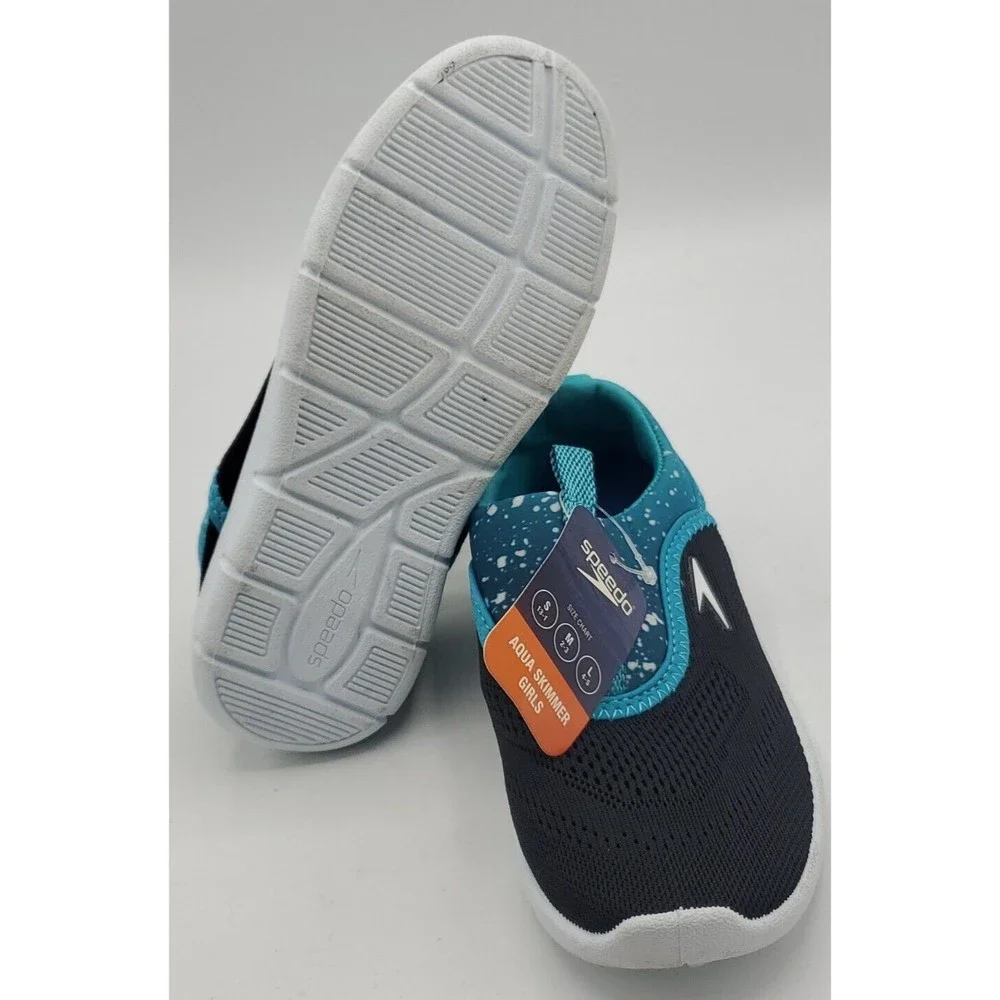 Speedo JUNIORS Girls Black Teal Aqua Skimmer Water Shoe Size Sm 13 - 1 New